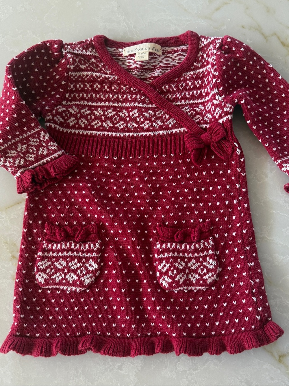 Vintage The Eagle’s Eye Burgundy and White Knit Dress